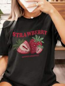 Tween Girls' Casual Apricot Colored Graphic Print Round Neck Short Sleeve T-Shirt, Summer Top - Black - View 7