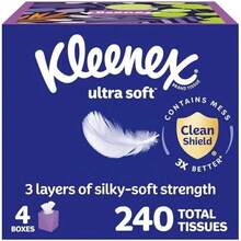 Kleenex Ultra Soft, 3 Flat Boxes, Soft Facial Tissue, 120 Tissues per Box, 3-Ply(Blanco 60 Count (Pack of 4)) - Multicolor - Ver 1