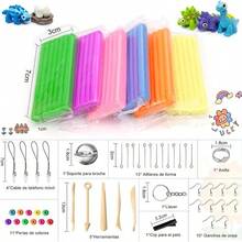 104 Piezas Kit de arcilla para modelar secado al aire, Incluye 50 Colores de Arcilla para Modelar, 5 Herramientas de Escultura, 49 Accesorios de Arcilla y Cajas, Juego de Inicio de Arcilla Horneada,  y No Txico - vistoso - Ver 2