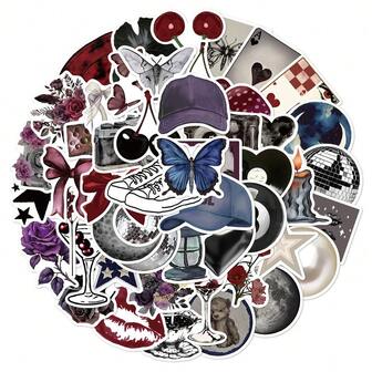 50张Pinterest女孩主题贴纸，可用于装饰行李箱、吉他、剪贴簿，批发热销贴纸包