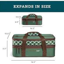 Rachael Ray - Cazuela extensible con aislamiento para alimentos calientes o fríos, bolsa térmica de lasanga para Pockluck, fiestas, picnic y cocineros, se adapta a platos de hornear de 9 x 13(Forest verde tartán) - Multicolor - Ver 3