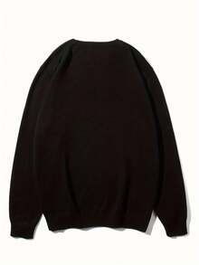 GRDR Autumn/Winter New Men's Solid Color Crew Neck Pullover Sweater, Casual Daily Wear - Black - View 4