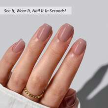 Uñas Postizas, Cortas, Taro Squoval Uñas Postizas de Otoño con Pegamento para Mujeres, Uñas Opacas para Pegar en 15 Tamaños, 30 Piezas, Set de Uñas de Gel, Clay Kiss - Beso de arcilla - Ver 7