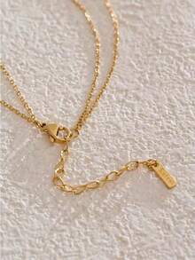 1件装时尚不锈钢双层星形项链，多层项链，女孩派对饰品，颈链 - 金色 - 查看 4