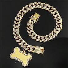 Collar de lujo de perro estilo hip hop con colgante de hueso, cadena cubana, adecuado para días festivos o uso diario, regalo de vacaciones - Multicolor - Ver 14