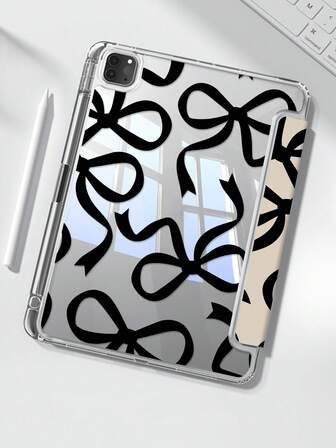 The Beautiful And Cute Cartoon Animation Black Bow Double-Sided Painted Acrylic Transparent Crystal Back Cover Is Shockproof And Suitable For IPad 7th Generation, 8th Generation (10.2 Inches), And 10th Generation. It Has A Built-In Pen Slot And Supports Sleep And Wake-Up Functions/Multiple Folding Stand Methods. These Are Halloween Gifts And New Year Gifts