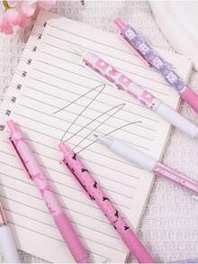 6pcs/Set Pink Bow Tie Gel Pens, 0.5mm Fine Tip, Smooth Writing, Suitable For Office, Classroom, Teens, Adults, Home, Office, Education, Classroom, Writing, Special Purpose Writing Pens, Applicable For Exams, Gel Pens, Ballpoint Pen Sets, Holiday Stationery Gifts, Classroom Supplies, Children's Valentine's Day Gifts, Black Ink Ballpoint Pens, Fountain Pens, Stationery, Bow Tie, Back To School - Pink - View 7