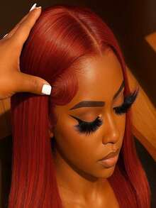 Ginger Orange Bone Straight Lace Front Wigs Human Hair 13x4 HD Long Straight Wigs Human Hair Remy Lace Frontal Wig Human Hair Glueless Wigs Pre Plucked With Baby Hair 250 Density Ginger Colored Human Hair Wig For Women - SG.Orange - 查看 4