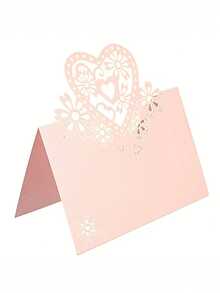 5张镂空心形婚礼桌卡，营造浪漫氛围，可用作婚礼、周年纪念、情人节、派对活动的姓名卡 - 彩色 - 查看 6