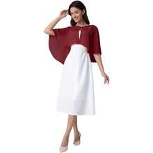 Chiffon Shawl Wraps Shrug For Evening Dress Wedding Cape Cover Up - Wine Red - View 6