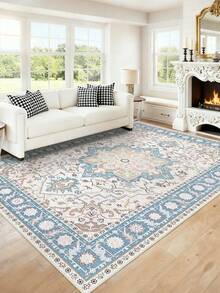 1 pieza Alfombra suave y esponjosa, apta para sala de estar y dormitorio, disponible en varios tamaños, cómoda y lavable a máquina - Azul y blanco - Ver 11
