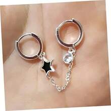 Pendientes De Cadena Para Mujer Con Estrella Aretes De Doble Perforación Ligeros Y Cómodos Accesorios Elegantes Para Festivales Fiestas Y Uso Diario(default) - Multicolor - Ver 6