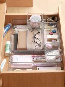 1pc/4pcs/5pcs/6pcs Transparent Drawer Storage Box, Makeup Organizer, Room Decor, Home Decor, Autumn Decor, Bedroom Decor (7/11pcs Set) - Clear - View 7