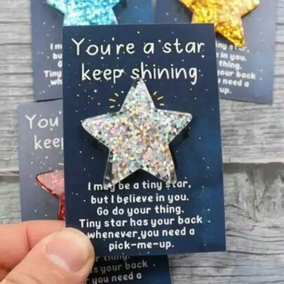 Hexagonal Star Lucky Card Featuring Resin Stars Paired With Inspirational Quotes Like "You Are A Shining Star, Keep Glowing!" Offers Comfort And Positive Energy To Loved Ones During Exams, Surgeries, Or Challenging Times, Conveying Heartfelt Blessings. Ideal As: Motivational Gifts Gratitude Gifts Blessing Gifts Birthday Gifts Valentine's Day Gifts Gifts For Men Funny Presents Gadgets For Men