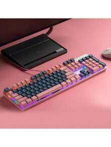 Lenovo MK5 Gaming & Office Mechanical Keyboard: Customizable Backlighting Modes, Anti-Slip Feet, Plug-And-Play, Double-Shot Injection Molded Keycaps, Suitable For Various Scenarios, Cloud Silver Powder Finish. - Cloud Silver Powder - View 3