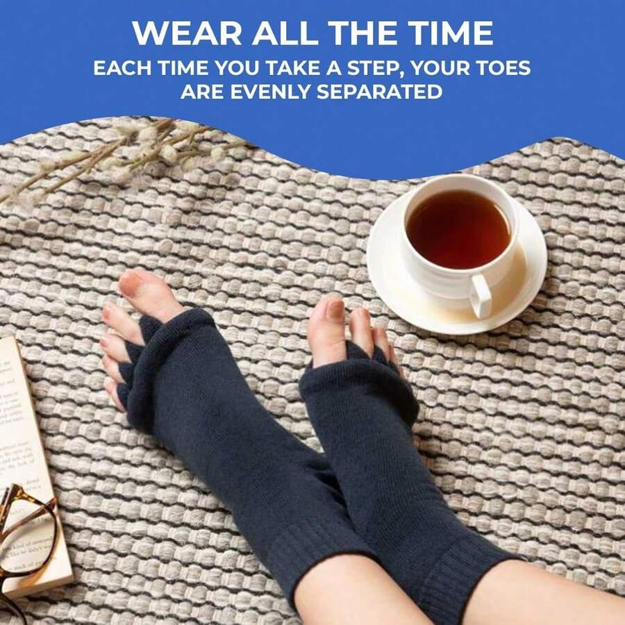1pc Blue Yoga Socks With Five-Toe Separator, All-Season Foot Alignment & Pain Relief Socks For Adults, Therapeutic Massage Socks For Plantar Fasciitis, Foot Cramp Prevention, Muscle Recovery, And Enhanced Stability For Yoga, Pilates, Gym Workouts, And Home Wellness - Màu xanh hải quân - Xem 1