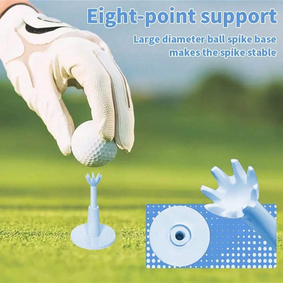 Adjustable Golf Ball Tee, Raise Swing Height Golf Accessories, Durable Multi-Prong Ball Stand Reduces Friction, Solid Sky Blue & White - Multicolor - View 1