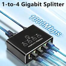 Gigabit Ethernet Switch 1-To-4 With USB-C Power, 1000Mbps RJ45 LAN, 1 Uplink 4 LAN Ports, Simultaneous Connection, Plug And Play, Compatible With Router PC Laptop Smart TV Gaming Console, Ideal For Home And Office - Black - View 3