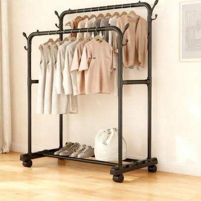 Varal de Roupa Independente de 1 ou 2 Níveis, 105*37cm, com Rodízios, para Uso Doméstico.