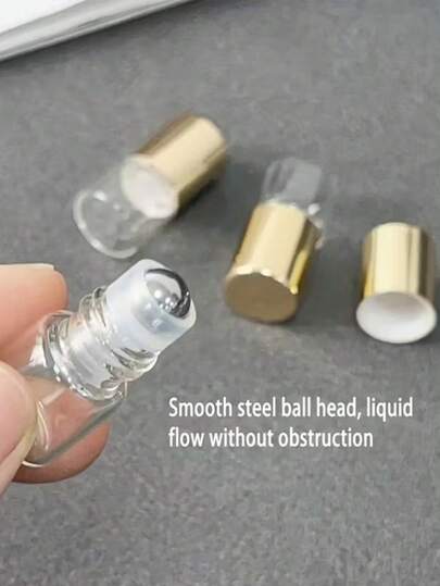 0,03 oz Élégante bouteille compte-gouttes en verre doré et argenté - Portable, rechargeable, huiles essentielles et parfums, produit de voyage, lavage à la main uniquement, recharge de parfum Design minimaliste Matériau en verre