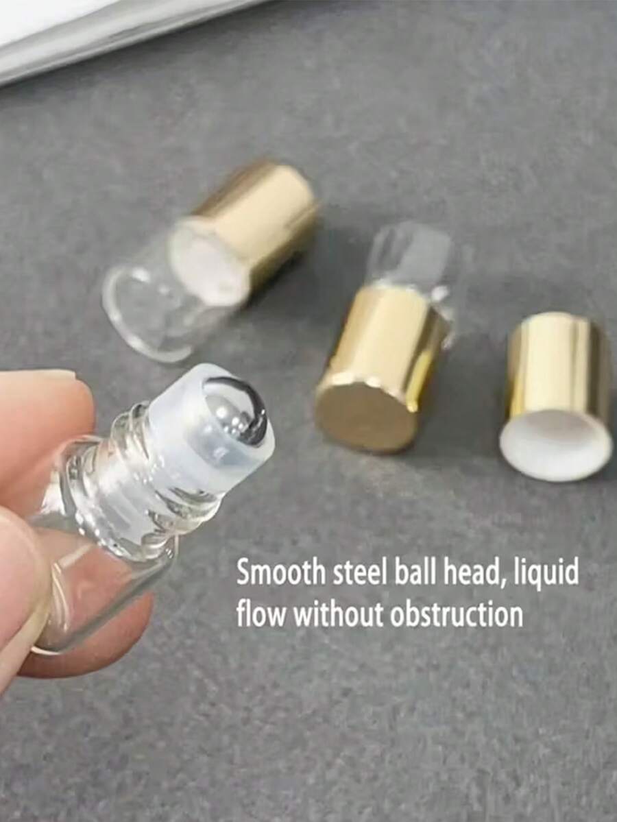 0.03oz Elegant Gold & Silver Glass Dropper Bottle - Portable Refillable Essential Oil & Fragrance, Travel Essential, Hand Wash Only, Fragrance Refill | Minimalist Design | Glass Material - Multicolor - View 1