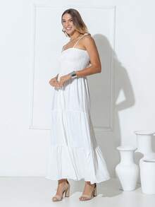 Knot Gathered Hem With Ruffle, Butterfly Knot, Tweed Knot Gathered Hem With Ruffle, Beach. - trắng - Xem 5