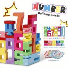 Math Number Blocks 1-10, STEM Stacking Toys With 30 Challenges, Learning Games Educational Toy Gift For Kids Ages 3-6