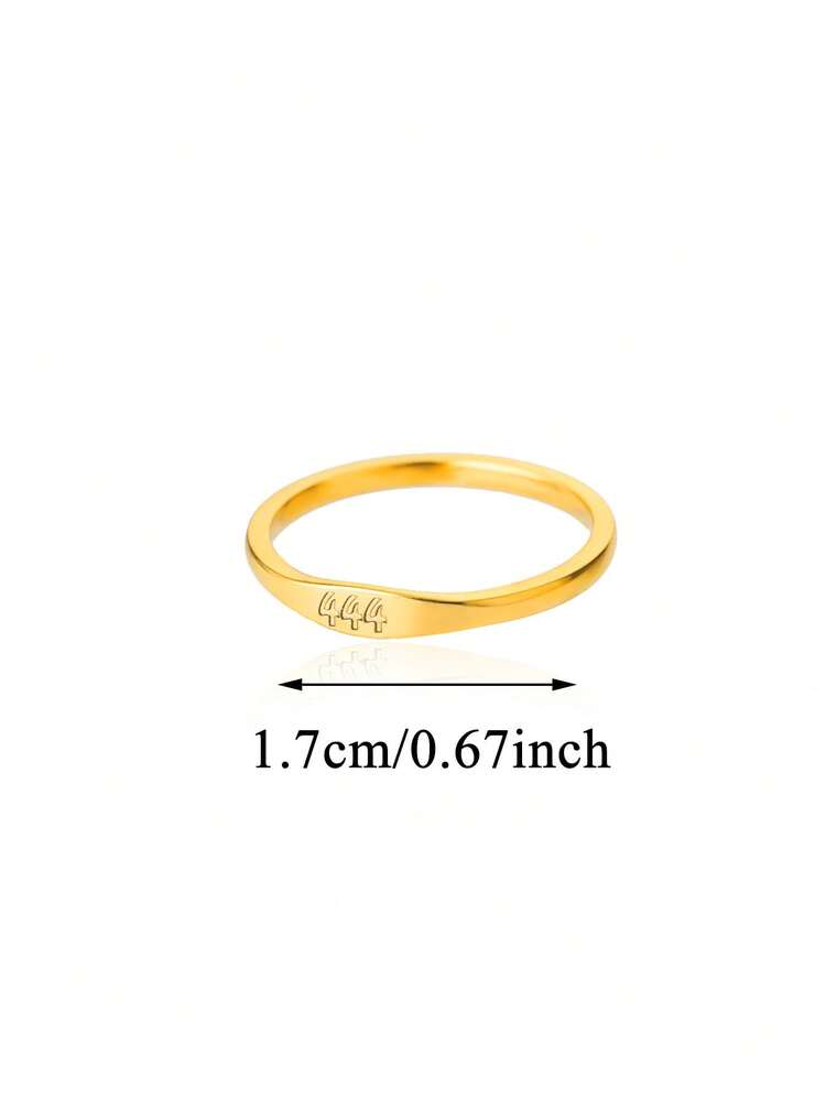 1 件简约不锈钢 111 444 777 天使数字戒指 18k 镀金多尺寸女士戒指情侣唯美婚礼金色吊饰珠宝防褪色日常佩戴配饰礼物 - 天使數字 - 查看 47
