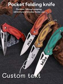 个性化定制露营刀折叠刀水果刀男士便携刀非常适合户外露营、狩猎、求生等场合，是一款男士工具礼品，多功能、耐用、美观、可重复使用、精致、时尚、高品质、色彩丰富、现代、可定制、个性化、独特，是送给他的理想礼物。 - 彩色 - 查看 2