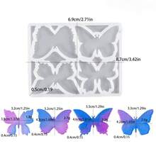 1 pieza Molde de silicona con diseño de espejo de mariposa, serie de insectos de mariposa y polilla, molde de silicona para hacer colgantes y pendientes de resina DIY - Blanco - Ver 2