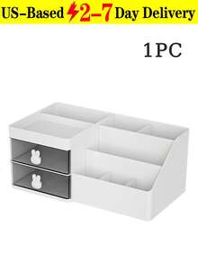 Caja de almacenamiento de escritorio con diseño de conejo blanco, organizador de maquillaje multicapa, soporte para suministros de oficina y papelería, portalápices para dormitorio de estudiantes, estilo cajón, organizador de escritorio, caja de almacenamiento de cosméticos, caja de almacenamiento de baño, expositor de cosméticos, organizador de cosméticos, caja de maquillaje simple, cajón a prueba de polvo, caja de almacenamiento de cajón de escritorio de gran capacidad, caja de almacenamiento blanca, mampara de baño, caja de almacenamiento abierta, estante de almacenamiento adecuado para cosméticos de estudiantes o tocadores, organizador de cosméticos para tocador de suministros para el hogar y la oficina, accesorios de baño, para vacaciones en la playa, colección de baño, colección de dormitorio, regalo del Día del Padre. - Multicolor - Ver 13