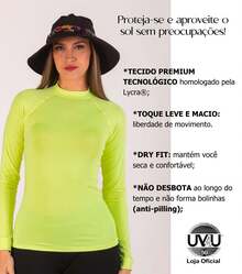 UV4U 50 Women's Long Sleeve T-Shirt Top Certified Sun Protection UV 50+ Beach Pool Sports Gym Comfortable For Everyday Life - 霓虹黃 - 查看 8