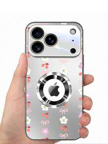 High-Quality Mobile Phone Case With Magnetic Closure For IPhone 17 Pro Max And 17 Air In CD Design With Full Screen Protection And Cute Cherry Blossom Bow. - Silver - View 7