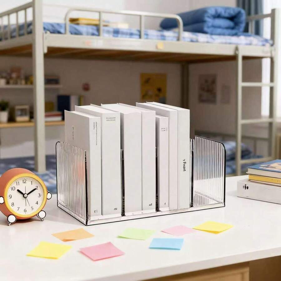 1pc Transparent Acrylic Desktop Bookshelf, Book Stand, Office/Student Document/Book Storage Rack
