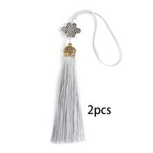 2pcs/Pack Chinese Knot Golden Metal Pendant With Tassels, Cheongsam/Hanfu Garment Decoration, Home Decor Car Hanging Pendant, DIY Craft Accessory, Retro Artistic Atmosphere Decoration