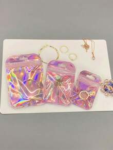 100/10 Peças Sacos com Zíper Holográfico Arco-Íris, Sacos de Armazenamento de Plástico Reutilizáveis, Sacos de Embalagem à Prova de Odor, Essencial de Volta às Aulas, Adequado para Cosméticos, Joias, Selagem de Alimentos, Ferramentas de Limpeza de Unhas, Canetas de Arte de Unhas, Produtos de Cuidados com Unhas DIY, Joias, Pequenos Presentes, Presentes de Natal, Presentes de Halloween, Presentes de Ação de Graças, Presentes do Dia dos Namorados, Presentes de Aniversário, Presentes do Dia das Mães, Presentes da Páscoa