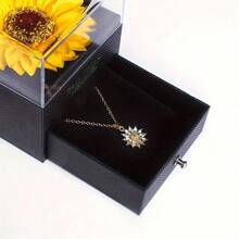 2件装向日葵项链礼盒，首饰盒，向日葵项链礼盒套装，情人节礼物，人造花，送给女朋友的礼物，表达爱意，母亲节，生日，婚礼