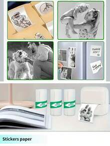 一套C17多功能迷你蓝牙热敏打印机套装，包含3卷彩色贴纸、3卷彩色热敏纸、3卷热敏纸、3卷贴纸、2卷标签纸、1卷彩色标签纸，可打印图像、照片、标签、文本、待办事项清单。 - 淺藍色 - 查看 7