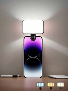 1 Pc LED Fill Light Selfie Light, LED Phone Light With 3 Lighting Mode, Portable Mini Clip-On Fill Light , Makeup, Live Stream, Zoom Conference Rechargeable Clip Video/Photos Light For Phone, Camera