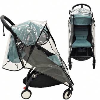 Universal Transparent Breathable Stroller Rain Cover, Waterproof, Windproof, Dustproof, Snow-Proof, Baby Travel Outdoor Windshield