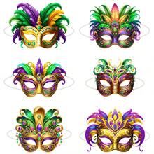 6pcs Brazilian Carnival Masquerade Party Decoration Masks, Costume Ball Play Props Masks - Multicolor - View 9