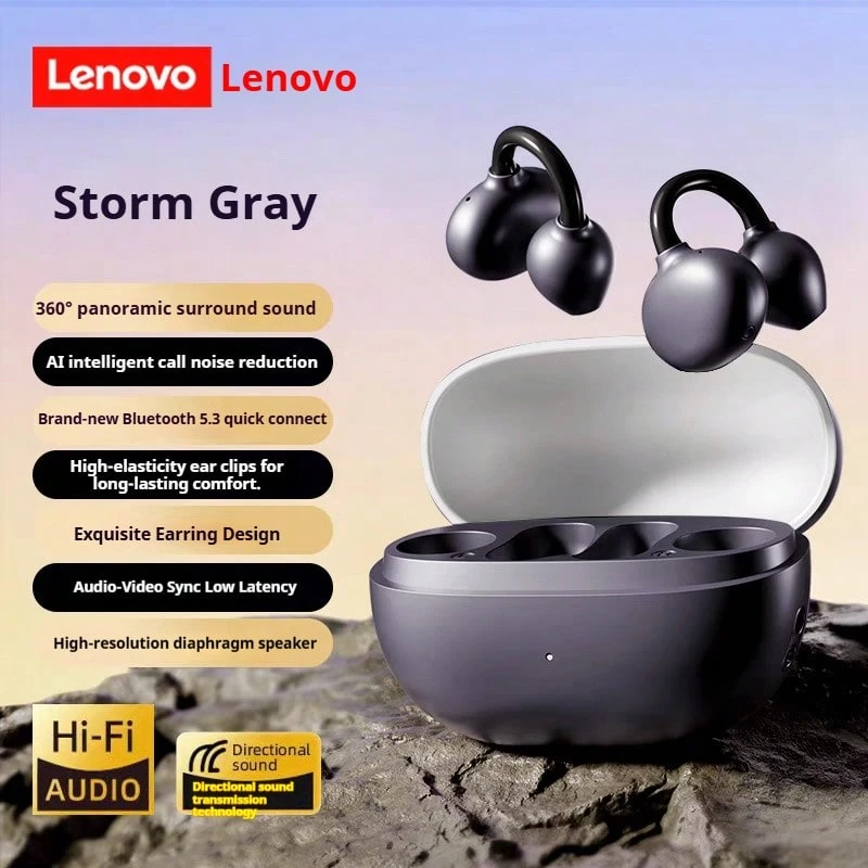 EA410 True Wireless Bluetooth Headset Air Bone Conduction Non-In-Ear Open Ear Clip Sports Running Ear Hook - 灰色 - 查看 1