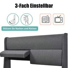 Upholstered Double Bed With Adjustable Headrests, Storage Bed, Linen Bed Frame, 160x200 Children's Bed With Slatted Base (Mattress Not Included)