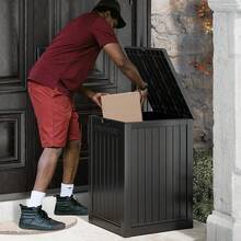 Secure Package Delivery Box, 48 Gallon Outdoor Lockable Parcel Drop Box With Key Lock & Sign, Waterproof Double Wall Resin Design For Theft &Weather Protection-Local Delivery - Black - View 8