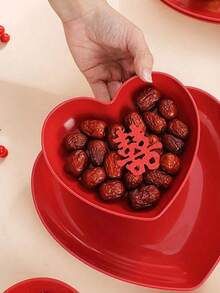 10/5/1件套红色心形餐盘，水果盘，小吃盘，甜点盘，餐具装饰，适用于节日派对、主题活动、情人节、婚礼、订婚、约会、餐厅、生日派对、周年纪念日、家庭聚会等。