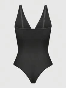 女士无缝塑身连体衣，可拆卸肩带，多功能设计，收腹提臀，全身塑形，适合户外/比基尼穿着 - 黑色 - 查看 8