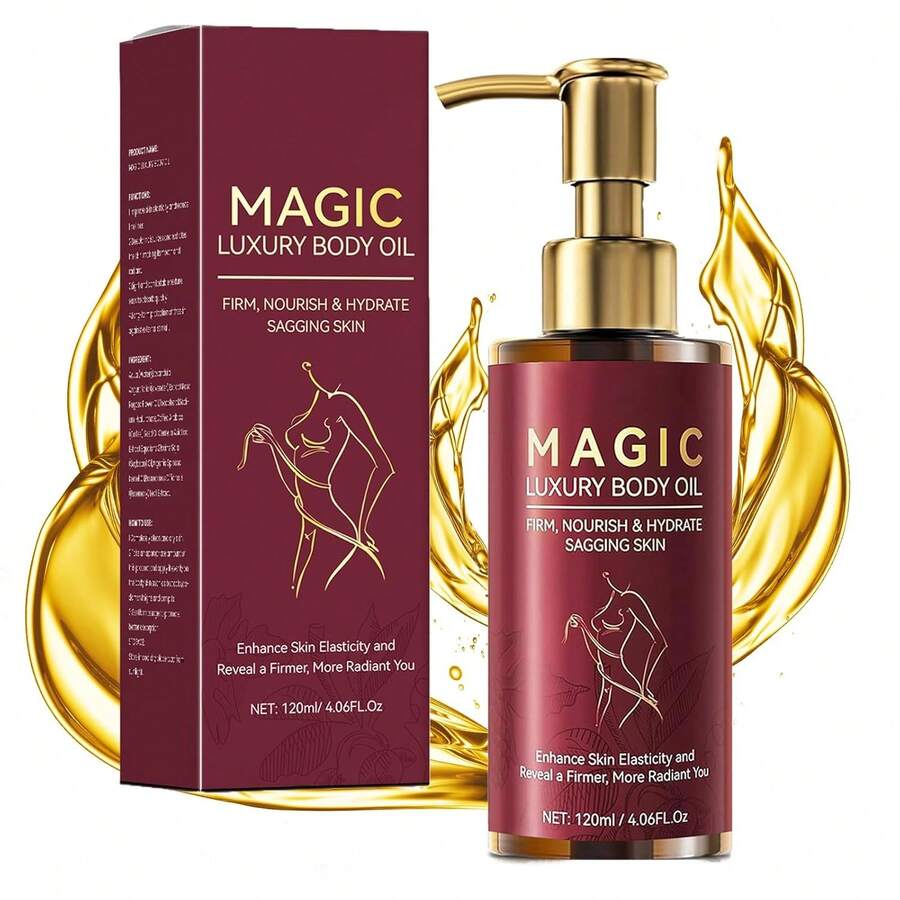Magic Body Firming Oil | Nourishes Skin, With Natural Oils Reduces Fine Lines,Improves ElasticityHydrating & Tightening Skin Oil For Arms, Legs, Stomach & Full Body | Fast-Absorbing-120ML - 玫紅色 - 查看 1