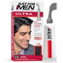 Just For Men Ultra Tinte para Canas U55, Combina Perfectamente con tu Color de Cabello, Cepillo de Fácil Aplicación, 35g(1 Unidad (Paquete de 1) Negro) - Multicolor - Ver 2