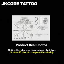 JKCODE TATTOO [Vintage Style Oblong Shape Tattoos] JKCODE Temporary Tattoos, Assorted Designs With Herbal Ingredients, Bat Angel Lettering Poison Snake Sun North Star Sword Eye Vintage Style, Oblong Shape, Waterproof Fake Tattoo Stickers For Hands And Arms,Halloween Costume - Blue - View 10