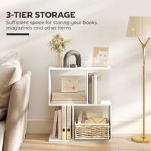 HOMCOM S-Shaped Side Table, 3-Tier Narrow End Table With Storage Shelves, Modern Nightstand For Living Room, Bedroom, 50W X 19.5D X 58H Cm - 白色 - 查看 4